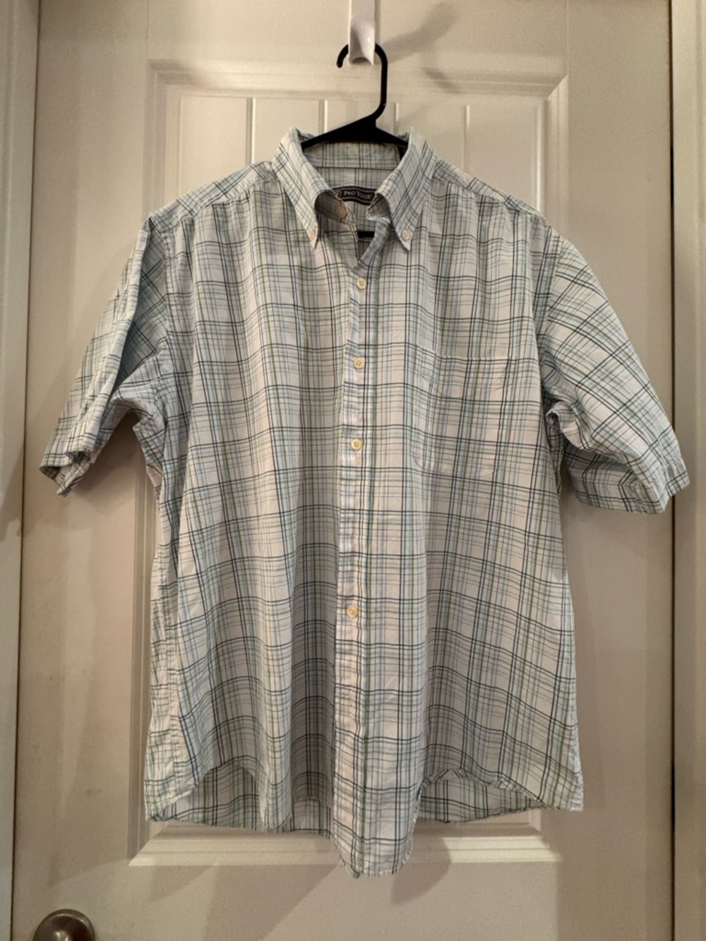 Men's Pro Tour plaid button up shirt golf club Men's L 100% cotton